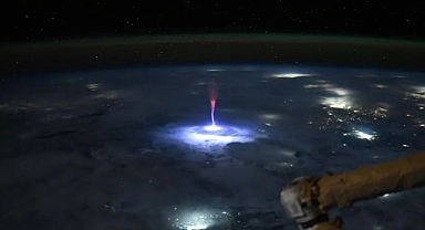 Astronaut Aboard ISS Captures Rare Giant Sprite Lighting Up Sky Over Thunderstorm